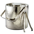 Elegance Stainless Steel Collection 3 Quart Hammered Ice Bucket w/ Tongs